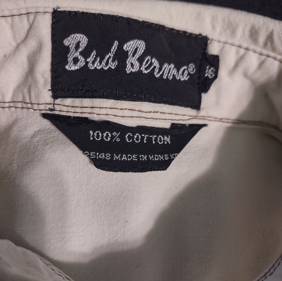 Bud Berma Vintage Men's Embroidered Button Down Shirt Sz 16 "Flaws" - Picture 2 of 12